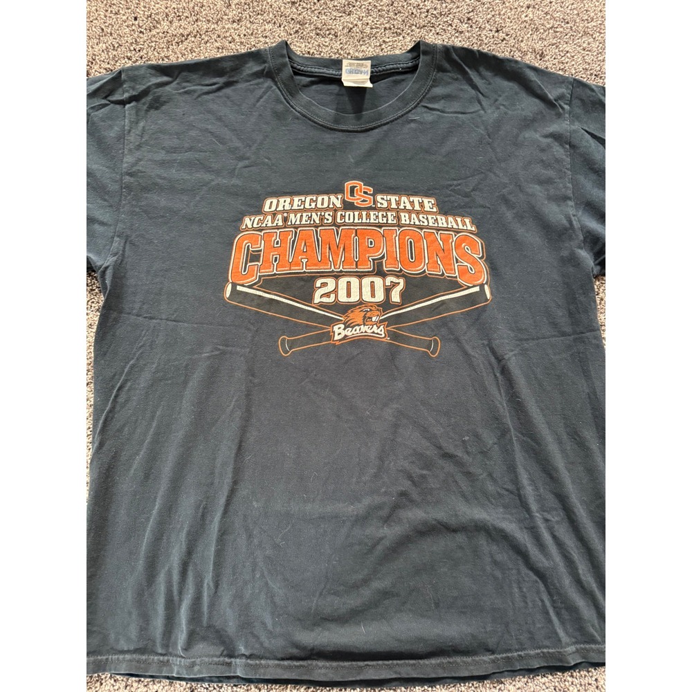 Vintage Oregon State Beavers 2007 NCAA Baseball Champions T-Shirt Mens XL Y2K